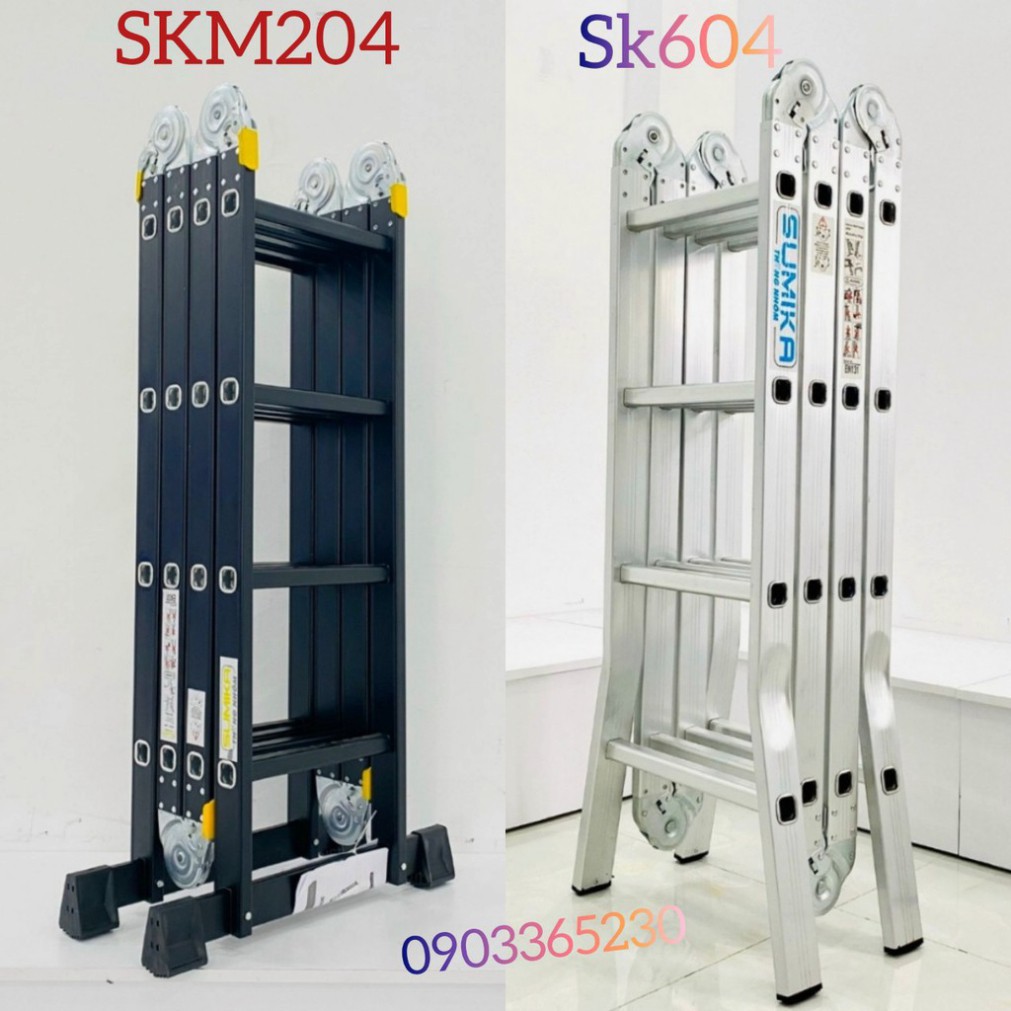 Thang nhôm gấp xếp đa năng Sumika SK604 & SKM204 (4 bậc 4 đoạn) BẢO HÀNH 2 NĂM