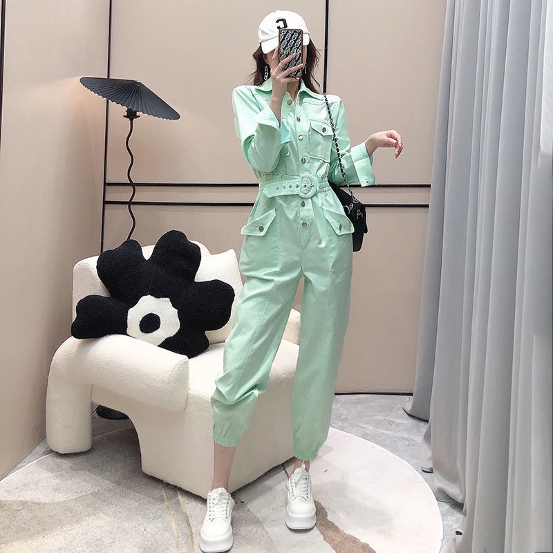Jumpsuit Hai Dây Lưng Cao Dáng Ôm Thời Trang Mùa Xuân Phong Cách Mới Cho Nữ