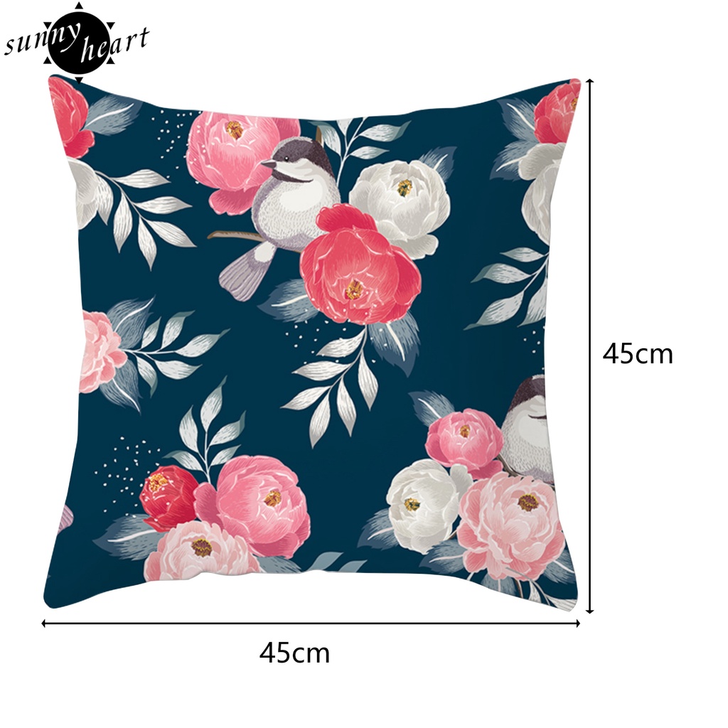 Vỏ gối polyester họa tiết hoa/chim chống phai màu