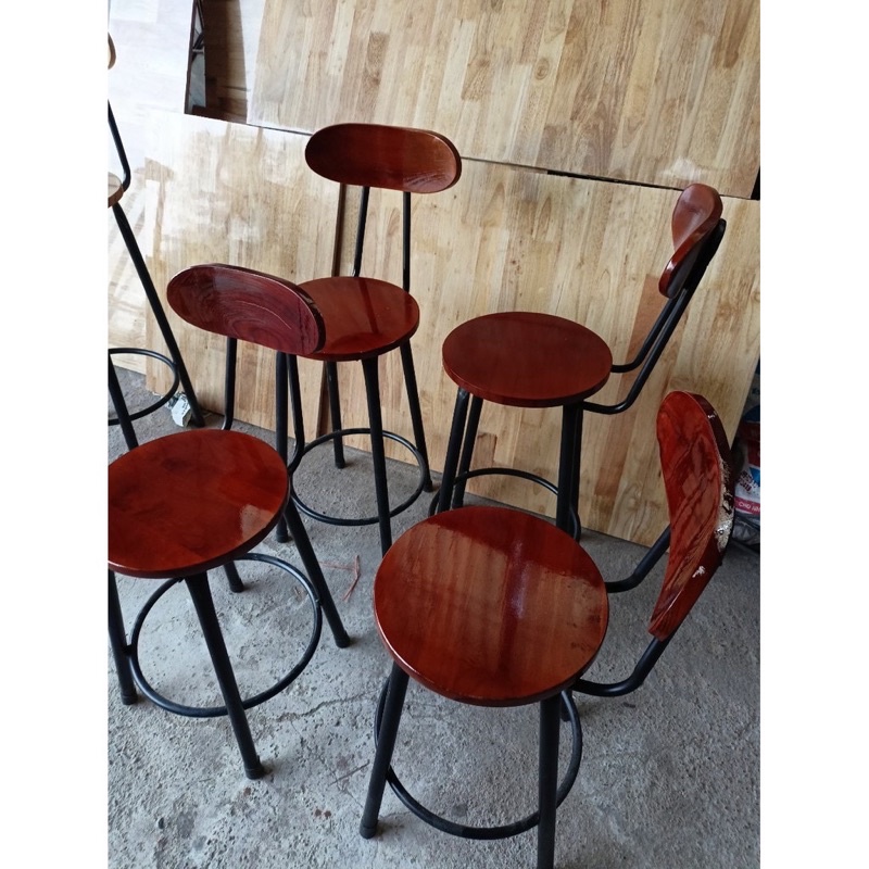 Ghế bar- chân sắt mặt gỗ- ghế cf- đôn tròn có tựa
