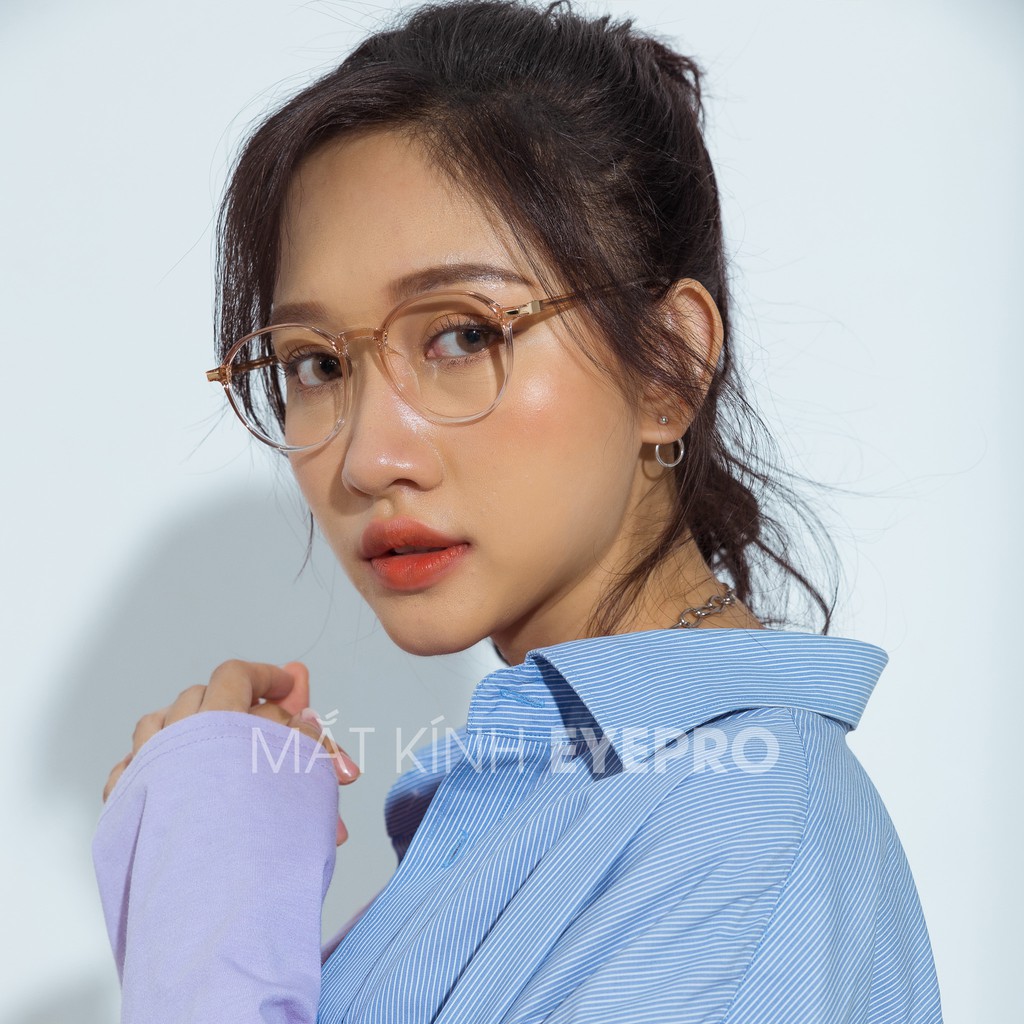 Gọng kính cận nam nữ lắp sẵn cận mắt kính tròn đổi màu, chống ánh sáng xanh - GZ8890 Eyepro