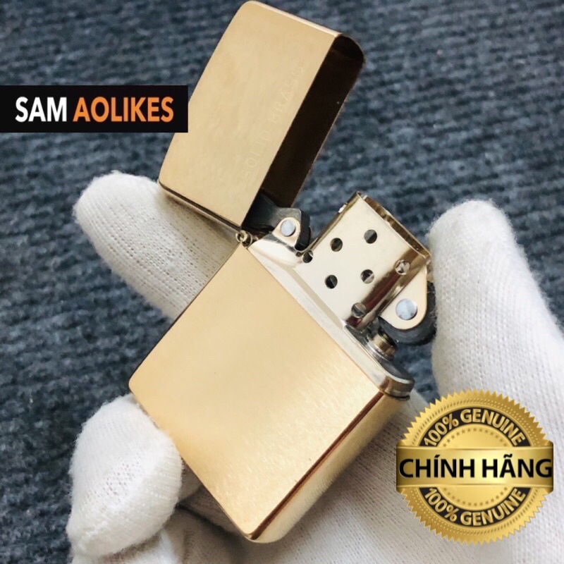 𝙃𝙤̣̂𝙥-𝙌𝙪𝙚̣𝙩-Bật-𝙇𝙪̛̉𝙖 Zịppo Solid Brass Đồng Phay Xước Chính Hãng USA Mỹ