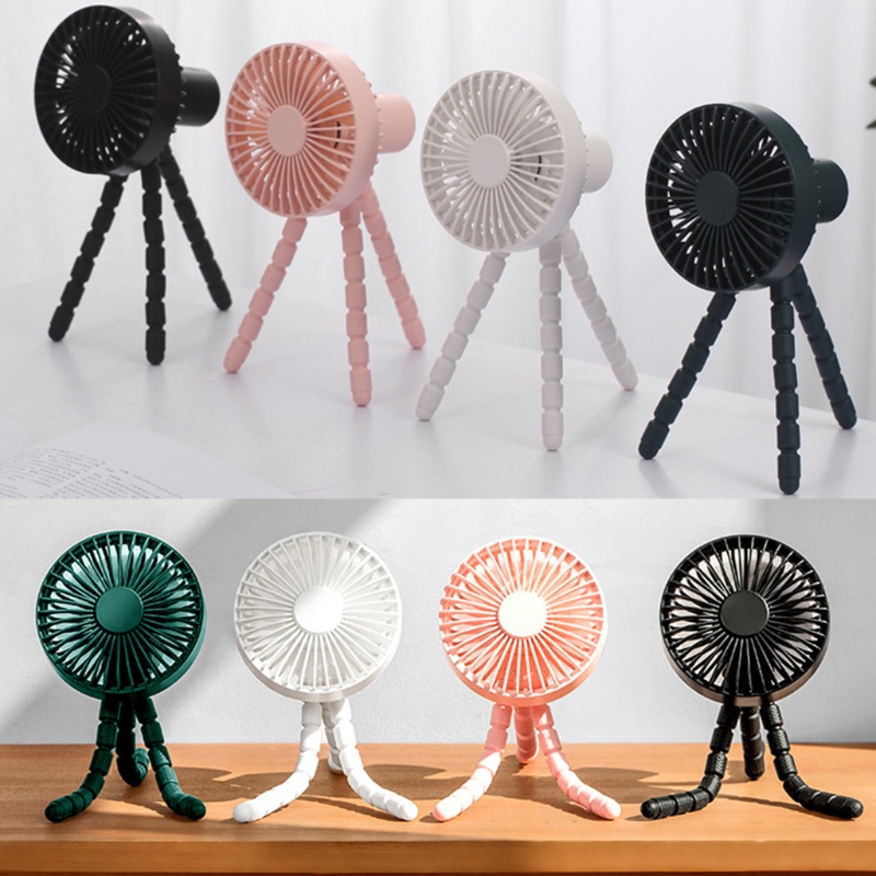 Quạt Kẹp Cầm Tay Mini Sạc Pin Với Chân Tripod Linh Hoạt Không Gây Tiếng Ồn
