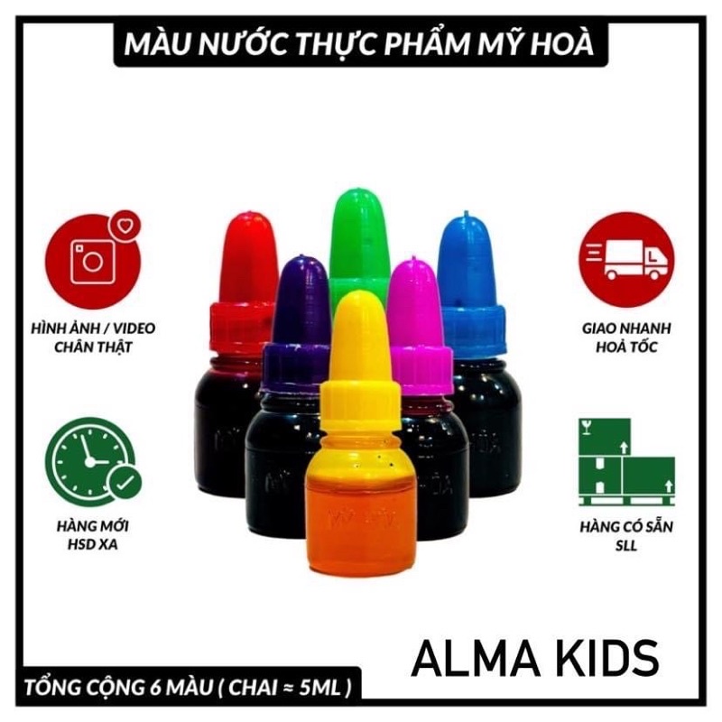 Bộ 5 Lọ Màu Nước 5ml Nhiều Màu An Toàn Cho Bé Tập Vẽ