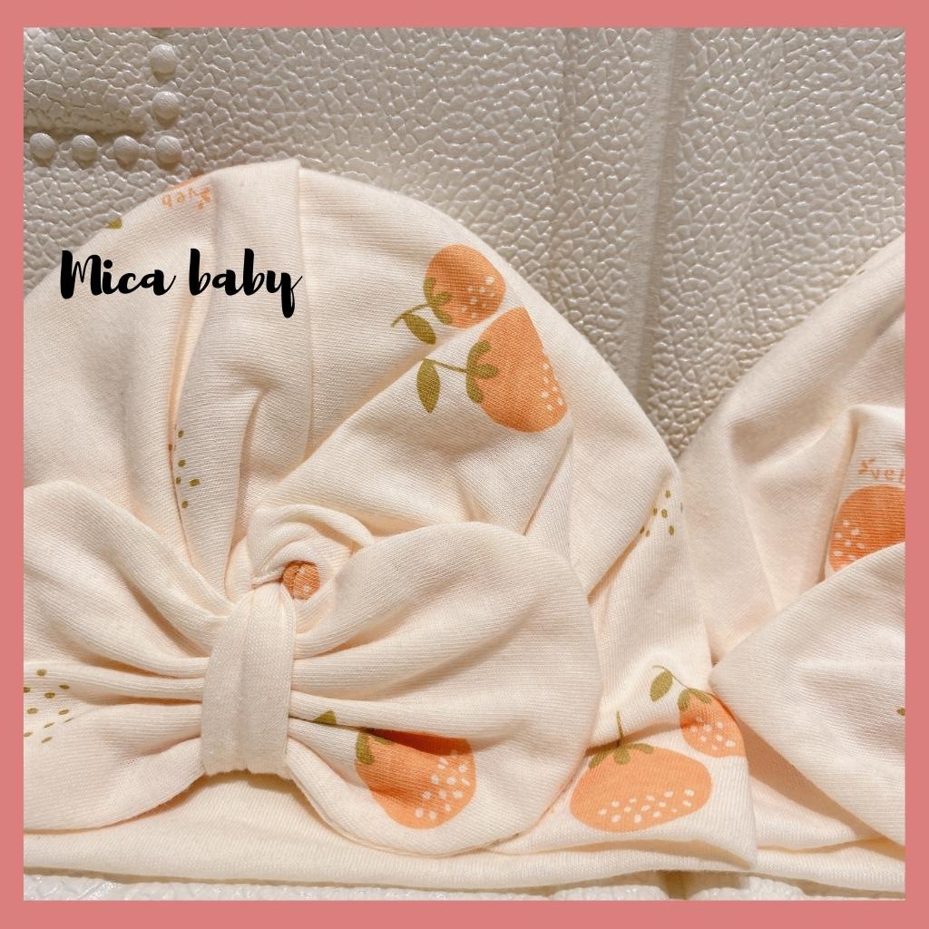 Mũ turban màu be họa tiết quả cam đáng yêu cho bé Mica Baby MTB98