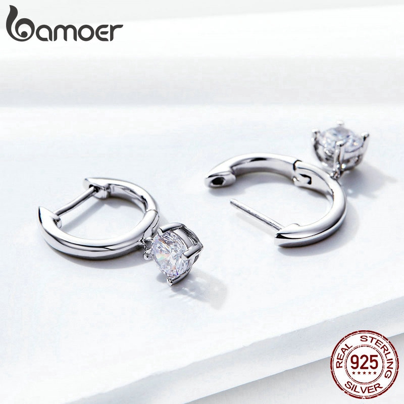 Khuyên Tai Bamoer bằng Bạc 925 Đính Đá CZ