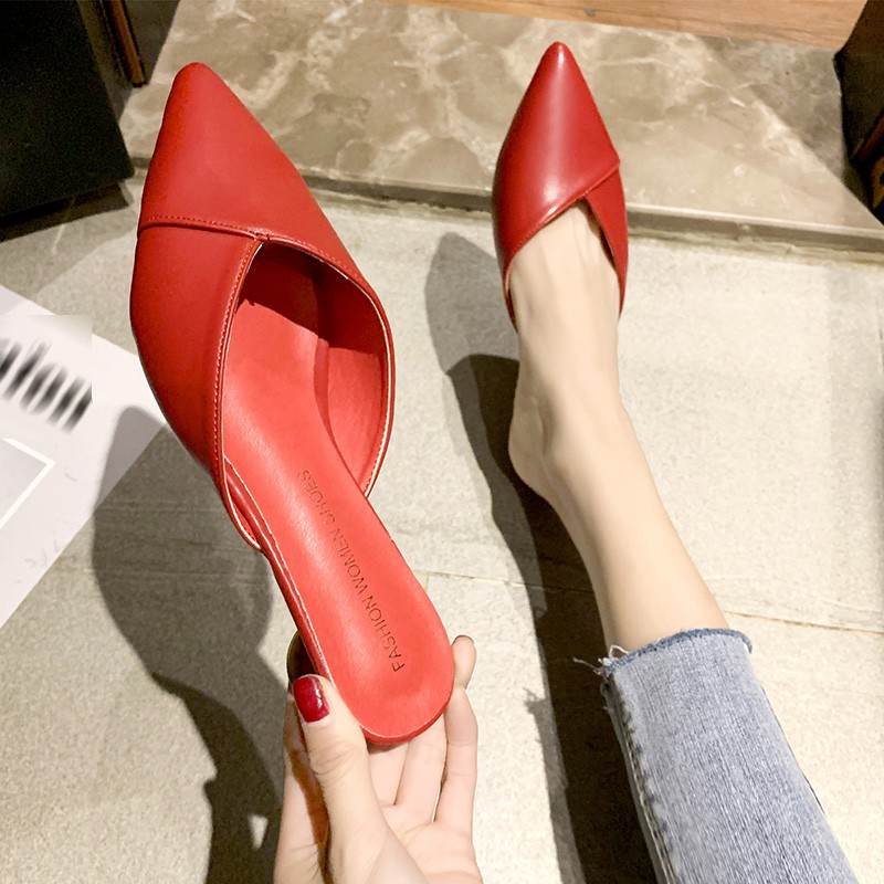 Giày Gót Thấp Nhiều Màu Thời Trang Nữ, Giày Nửa Lười, Mules Mũi Nhọn