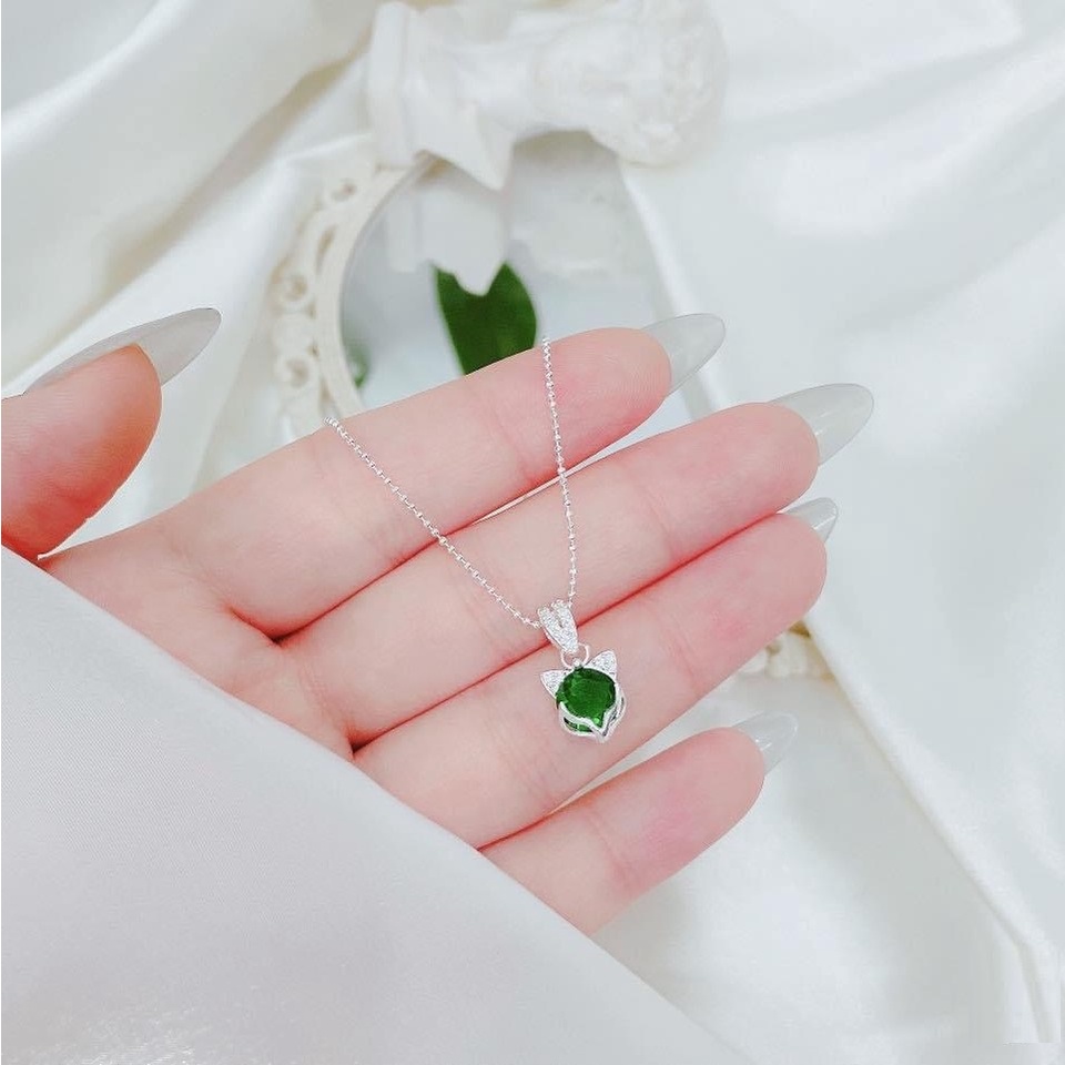 Dây chuyền bạc nữ mặt hồ ly đính đá màu - Trang sức bạc Evasilver