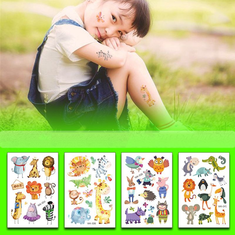 10 Sheets Temporary Animal Tattoos for Kids Children Jungle Zoo Party Supply