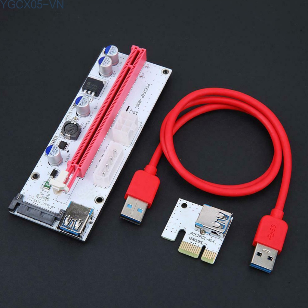 Card Mở Rộng Ver008S Pci-E 1x Sang 16x 60cm Usb3.0 4pin 6pin Sata Cho Btc Miner Mining | BigBuy360 - bigbuy360.vn