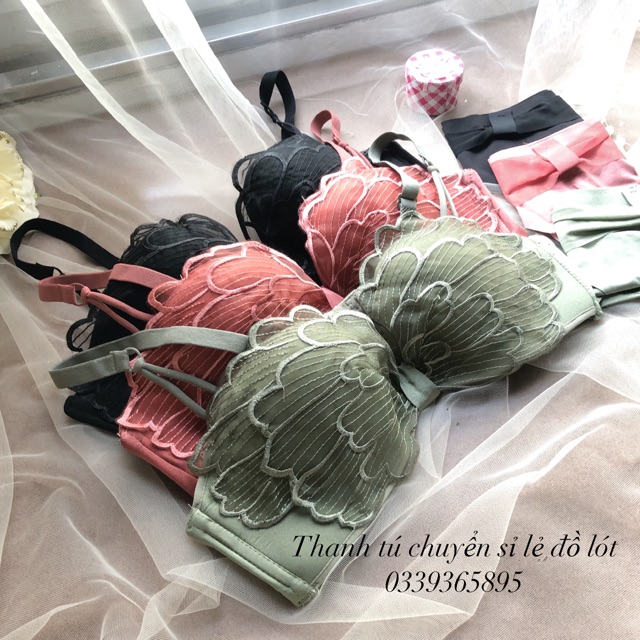 Bộ đồ lót cúp ren chống tụt, đẩy ngực tạo khe (không gọng) cánh tiên | BigBuy360 - bigbuy360.vn