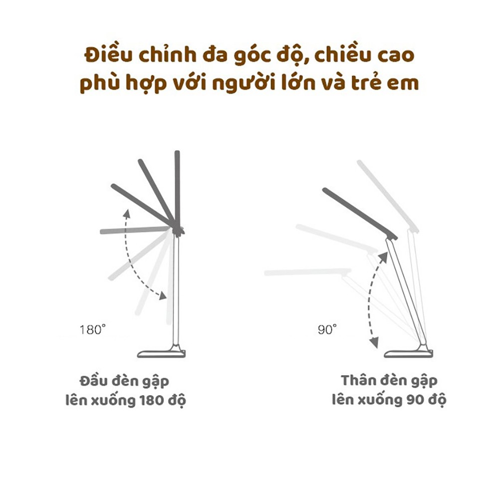 Đèn bàn học chống cận sạc pin tích điện SL-858 với 3 chế độ ánh sáng trắng, vàng, trắng ấm, pin 2000mAh hoặc 4000mAh