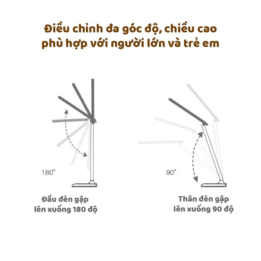 Đèn bàn học chống cận sạc pin tích điện SL-858 9W với 3 chế độ ánh sáng trắng, vàng, trắng ấm, pin 2000mAh hoặc 4000mAh