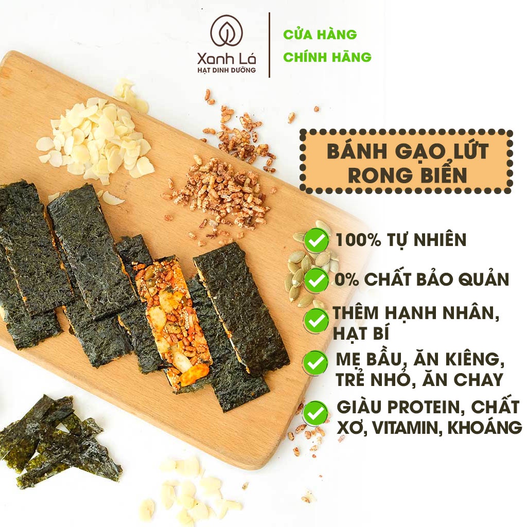 Bánh rong biển gạo lứt Xanh Lá mix hạt dinh dưỡng giảm cân, ăn kiêng, ăn vặt healthy không chất bảo quản