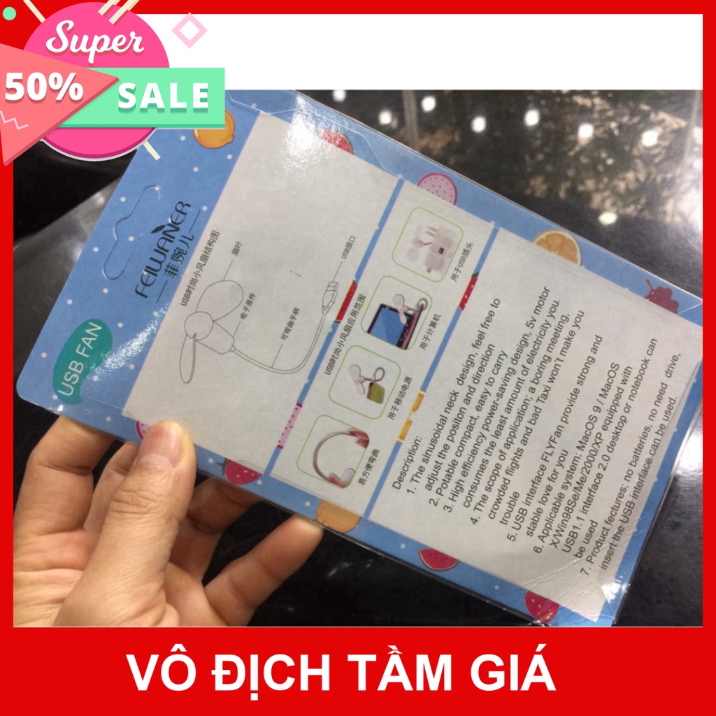 Quạt USB Cánh Mềm 2 Cánh To Siêu Mát, Đa Dạng Màu Sắc M_A_STORE