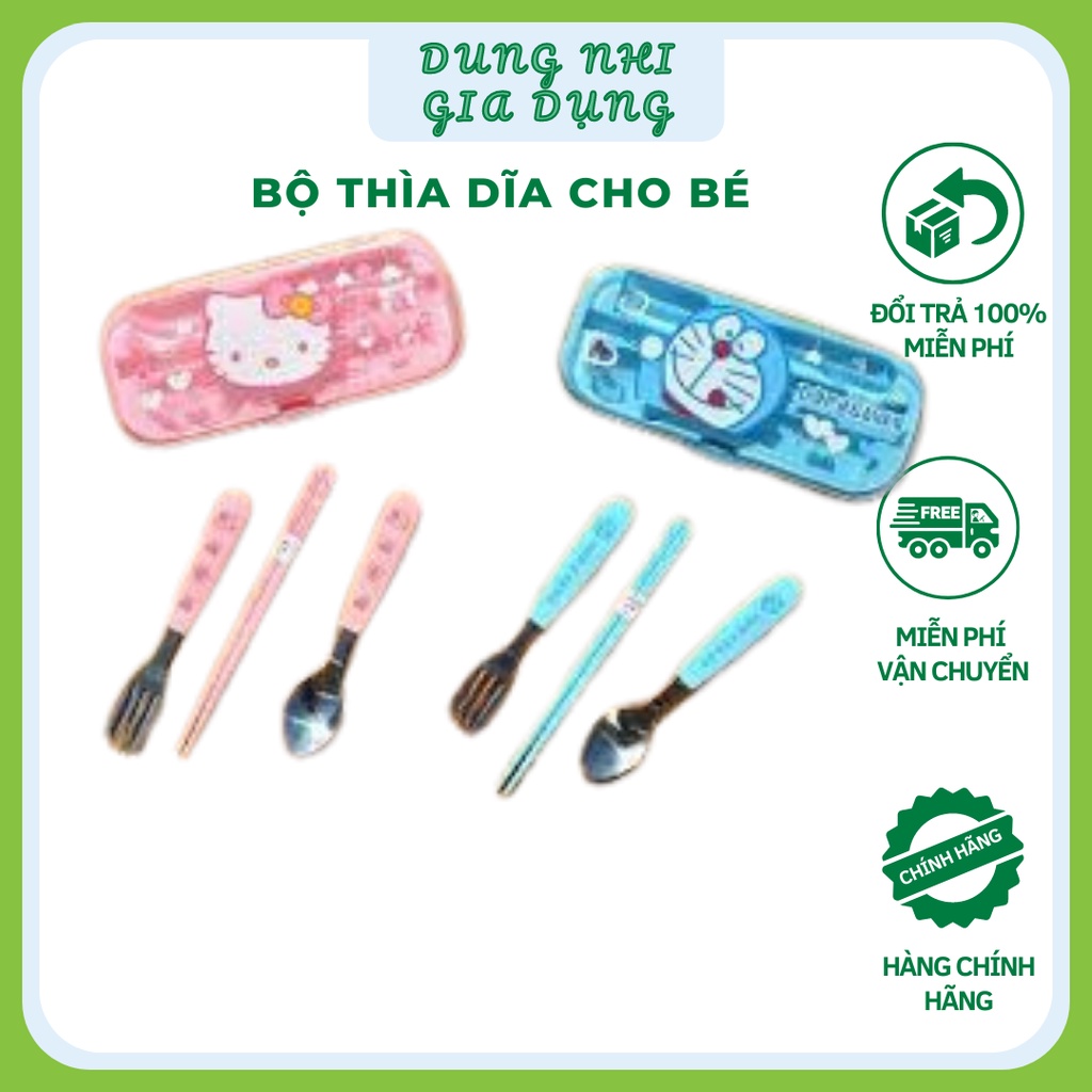 Bộ Muỗng Đũa Cá Nhân Tập Ăn Cho Bé Bộ Thìa Đũa Hình Dễ Thương Bằng Nhựa & INOX