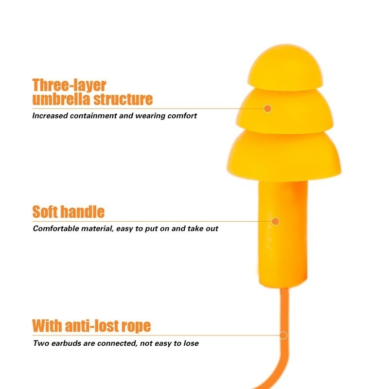 Nút Bịt Tai Bằng Silicone Mềm Chống Nước Giảm Tiếng Ồn Có Thể Tái Sử Dụng Kèm Dây Bảo Vệ