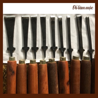 Bộ 10 cây đục thợ mộc đục hàng ngang đục tràng đục gỗ mài sắc tra cán đầy đủ chất lượng cao
