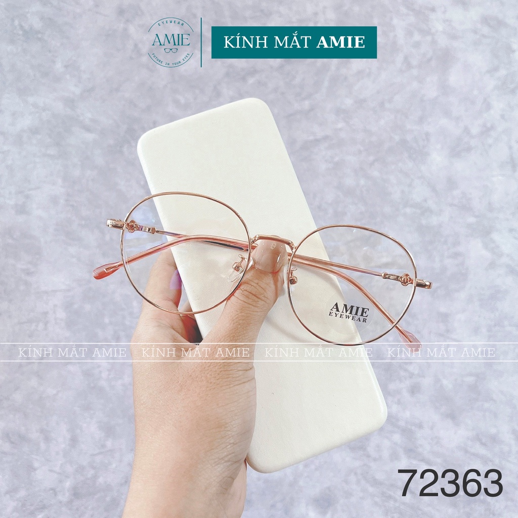 Kính mắt tròn nữ AMIE Eyewear gọng kính cận kim loại phụ kiện thời trang trẻ trung màu sắc cao cấp 72363