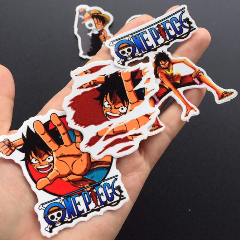 Trọn bộ Monkey D. Luffy 12 hình dán chống nước. Sticker hoạt hình đẹp. Logo theo yêu cầu.