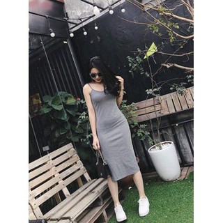 FREESHIP - ĐẦM THUN BODY 2 DÂY MẢNH XẺ TÀ
