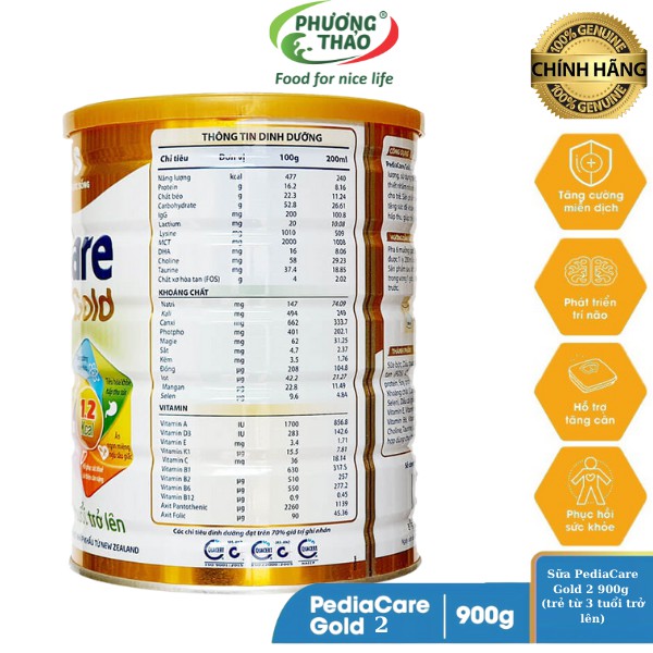 PediaCare Gold 2_ Combo 3 lon Sữa PediaCare Gold 2 900g Date mới nhất 2023