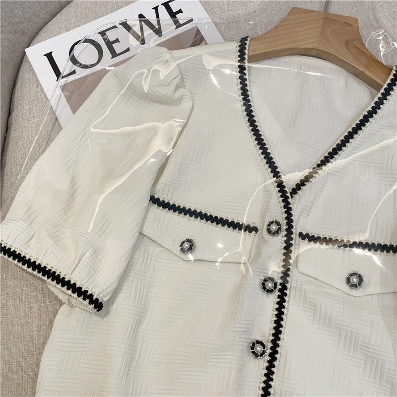 Áo Sơ Mi Ngắn Tay Cổ Chữ v Thiết Kế Thời Trang Mùa Hè Mới Cho Nữ