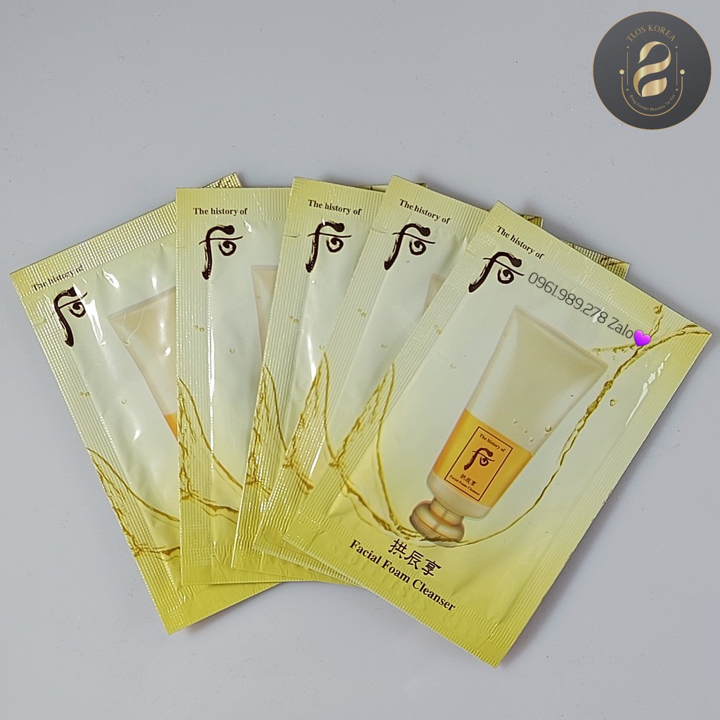 Gói Sữa Rửa Mặt Whoo Vàng Đông Y Hoàng Cung Facial Foam Cleanser Gói Sample 2Ml
