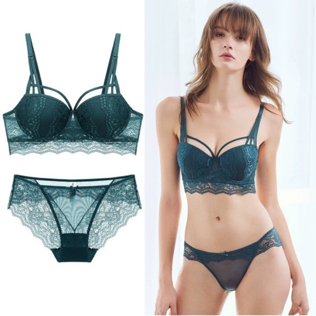 (Thanh lý) Bộ Đồ Lót Ren Có Gọng Nâng Ngực Push Up Mới S193