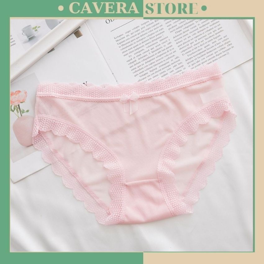 Quần lót nữ, Quần lót ren sexy ôm dáng kháng khuẩn đính nơ gợi cảm quyến rũ L115