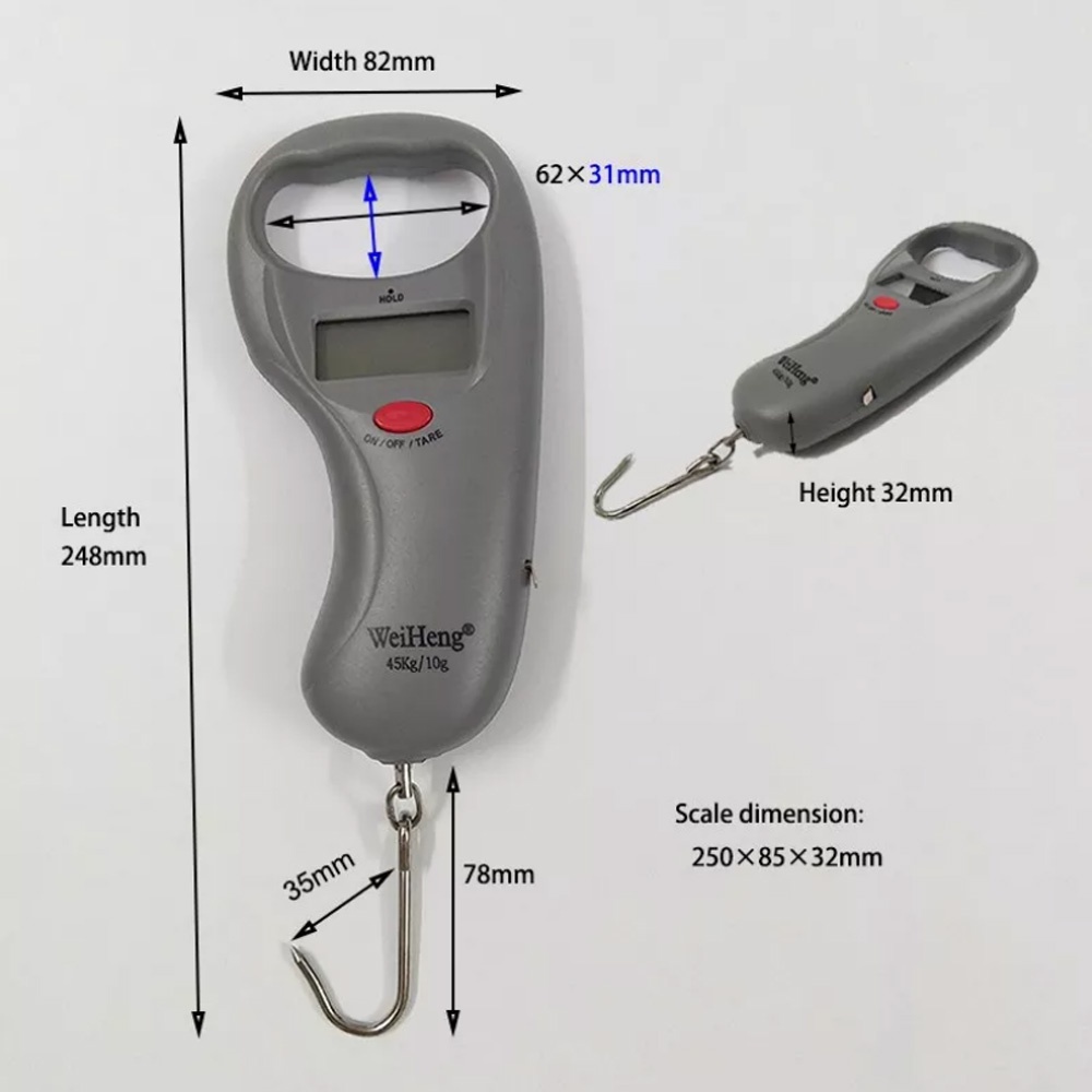 Cân móc hành lý, đánh cá cầm tay 45kg KHALIK A13 có kèm theo thước dây 1m