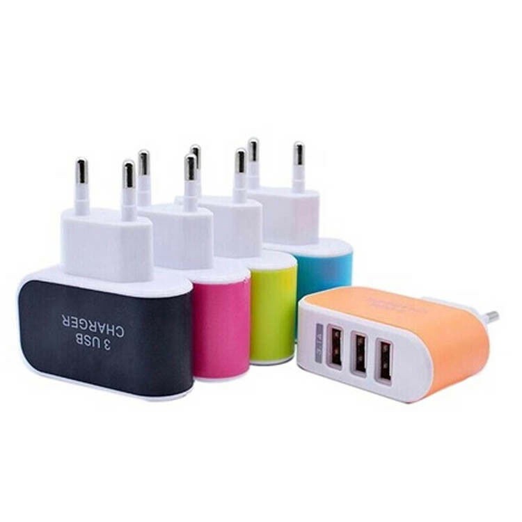 Bộ sạc điện thoại cắm tường phích cắm EU 3 cổng USB 3.1A chất lượng cao