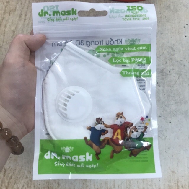 Khẩu trang Dr Mask 3 D Trẻ em có van thở ( túi 1 chiếc )