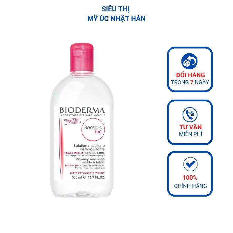 Nước tẩy trang bioderma hồng H20 100ml - 500ml