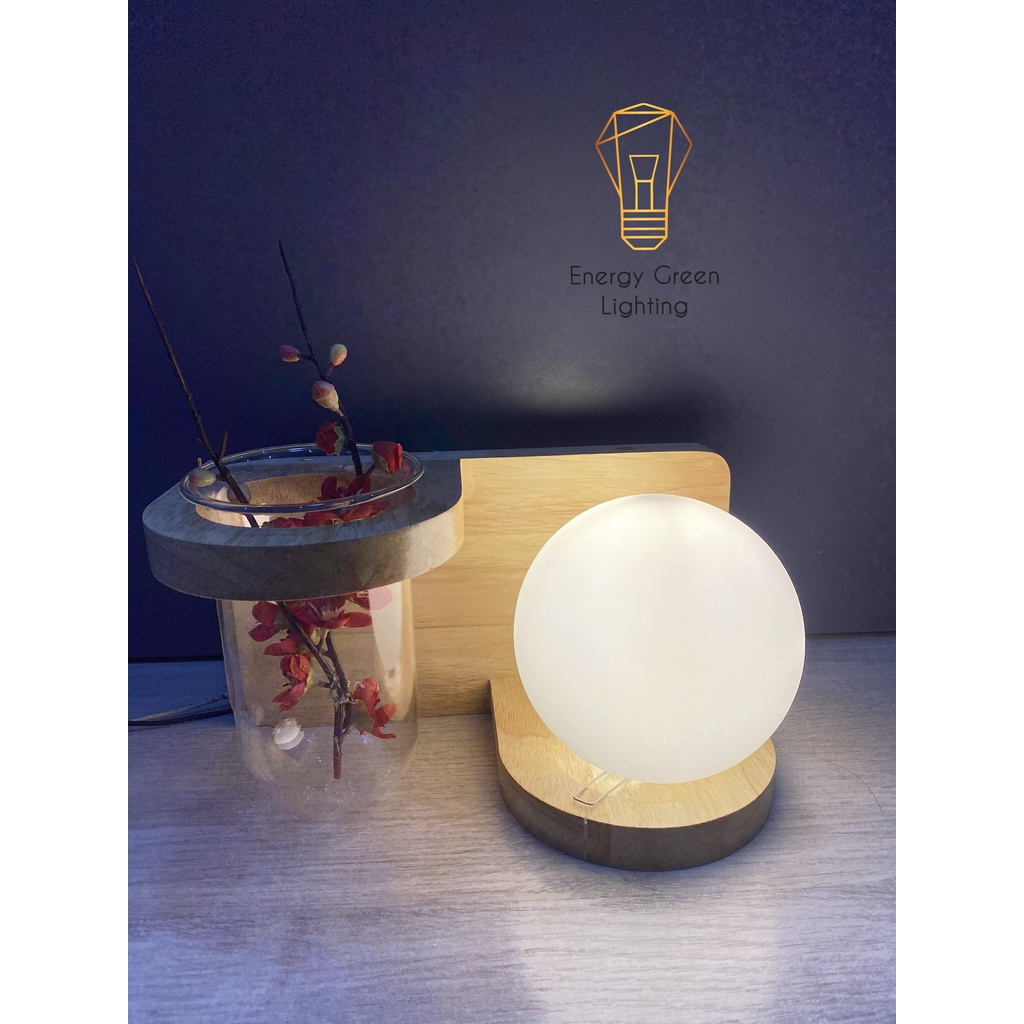 Đèn Tường Energy Green Lighting Kệ Gỗ Chao Thủy Tinh Hiện Đại DT-2714 - Trang Trí Căn Phòng - Đã Bao Gồm Bóng Led