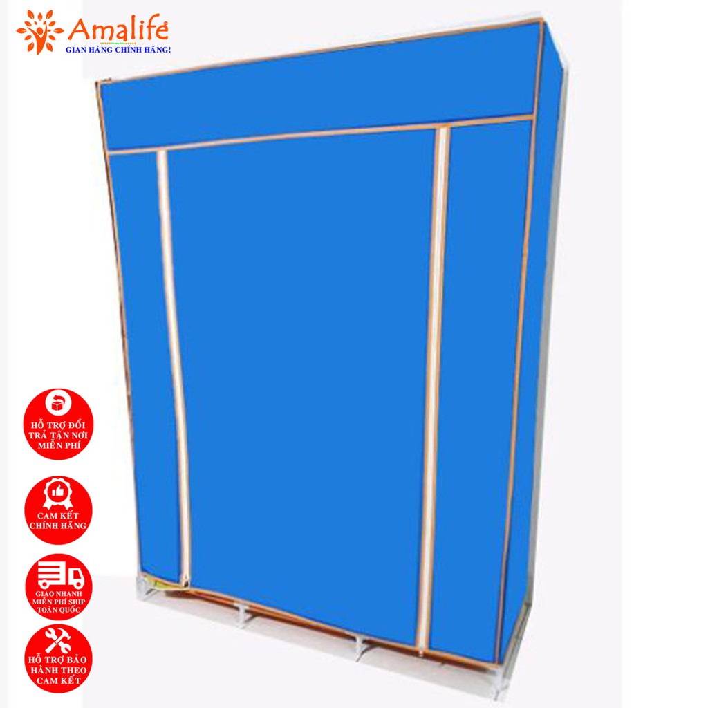 [Shopee Mall - Cao Cấp] Tủ Đựng Quần Áo 3 Buồng 8 Ngăn, 2 Buồng 6 Ngăn Inox Bọc Vải Cao Cấp AMALIFE