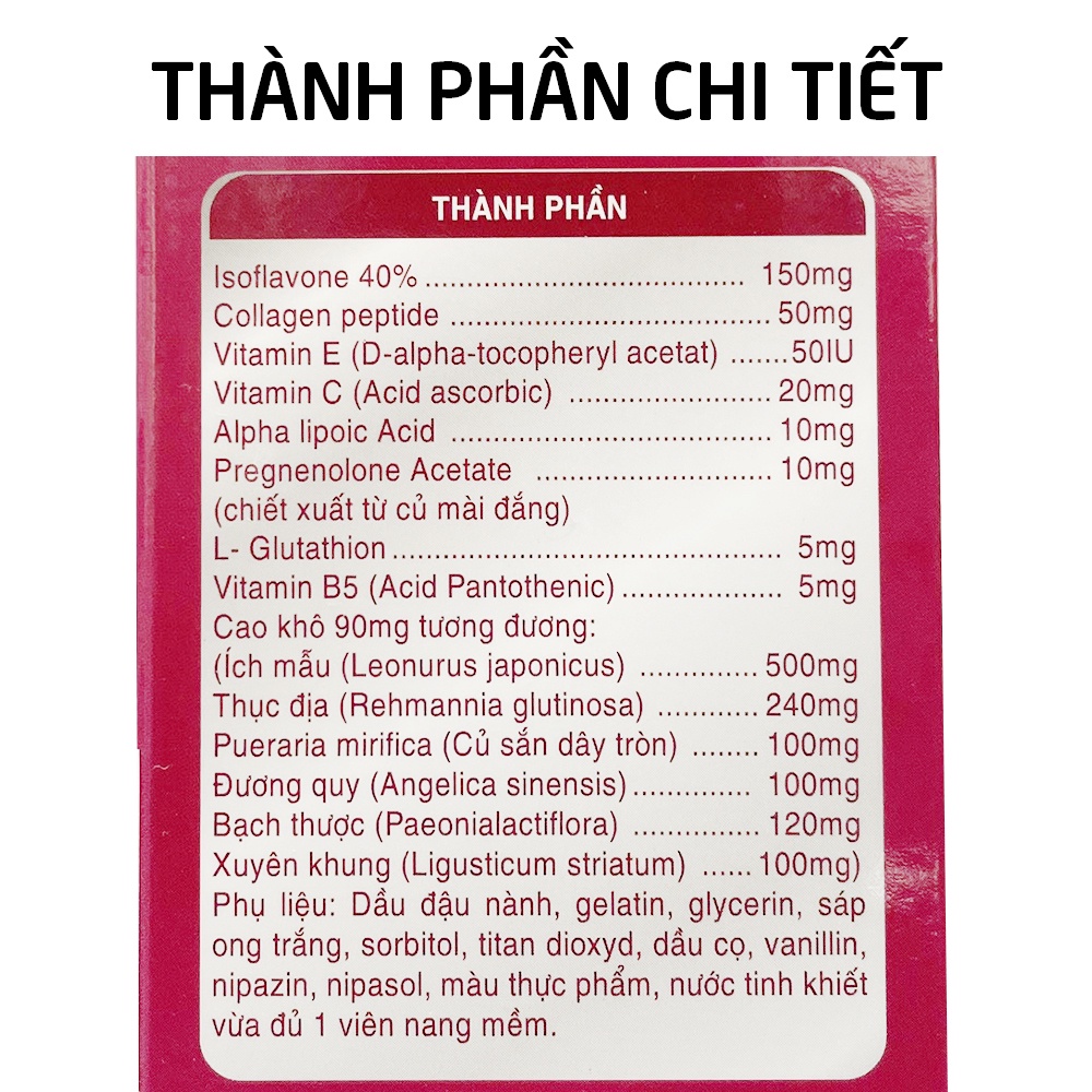 Viên uống tăng nội tiết tố nữ Skin Eva Gold EUCARE giảm nám sạm da, khô da, khô hạn - 30 viên