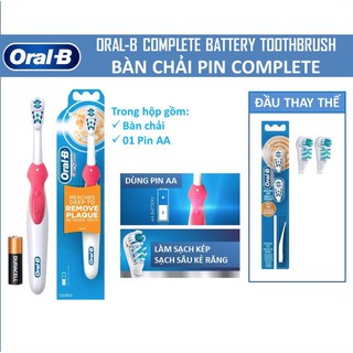 Bàn chải đánh răng oral-b pin complete action - 4 màu sắc - set đầu thay thế