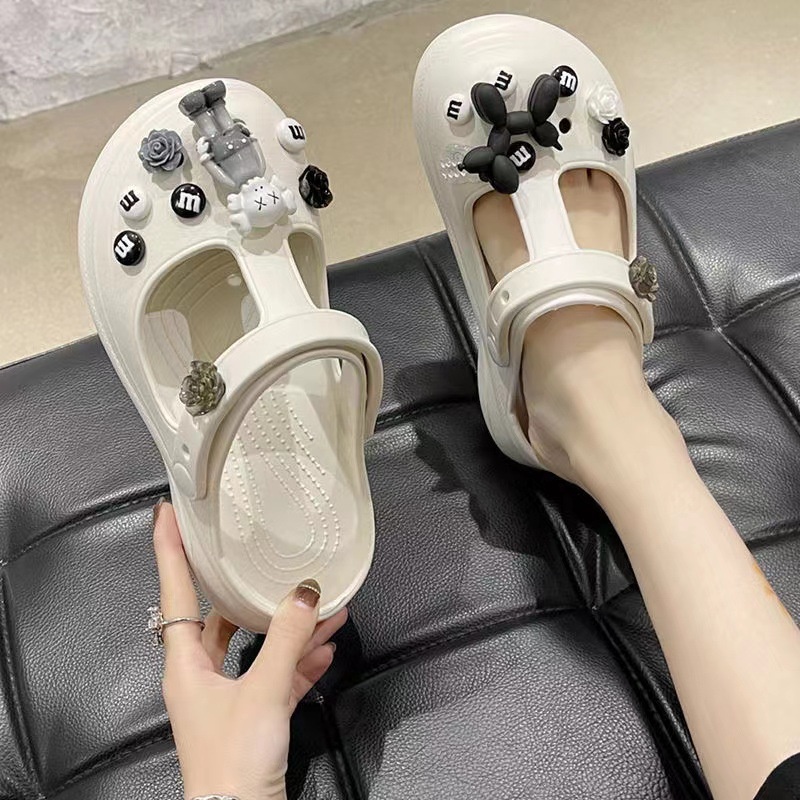 Dép sục nữ Gấu Kaws hở mũi đế độn 3cm thời trang ulzzang Hàn Quốc đi cực êm siêu Hot TH-89 ( video tự quay thật )