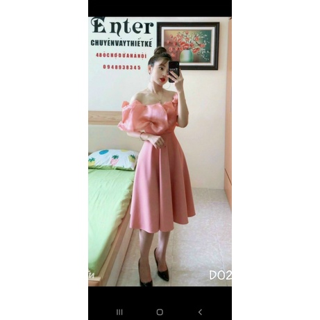 (FREE SHIP) MẪU MỚI DỰ TIỆC ĐẦM XÒE NGỰC PHỐI VOAN KIẾNG KIỂU DÁNG THANH LỊCH TRỄ VAI XINH XẮN TRẺ TRUNG HHP