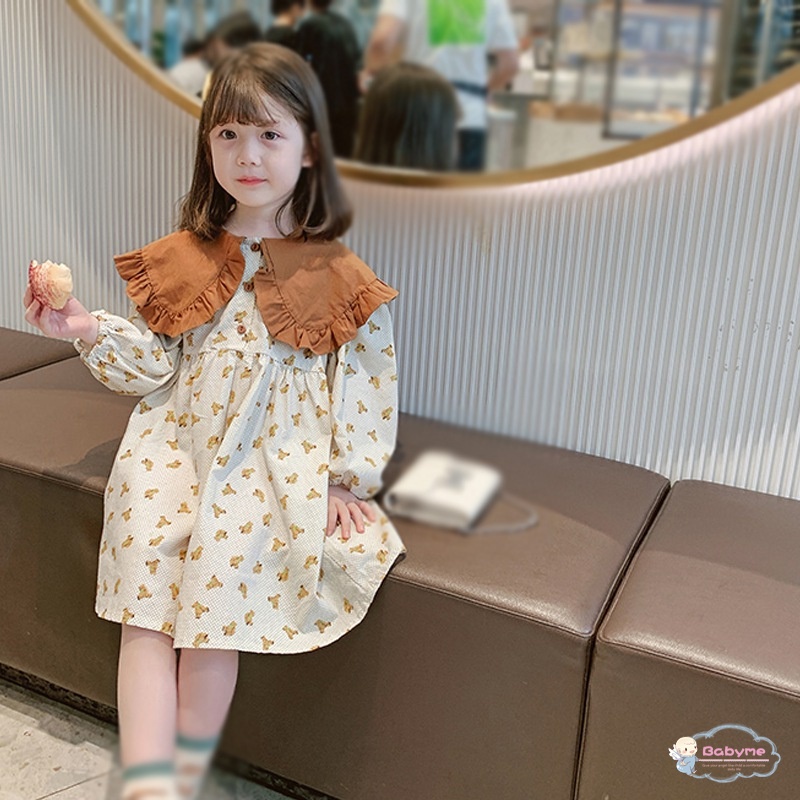 Đầm Tay Phồng Dài In Hoa Thoáng Khí Thời Trang Hàn Quốc Xinh Xắn Cho Bé Gái