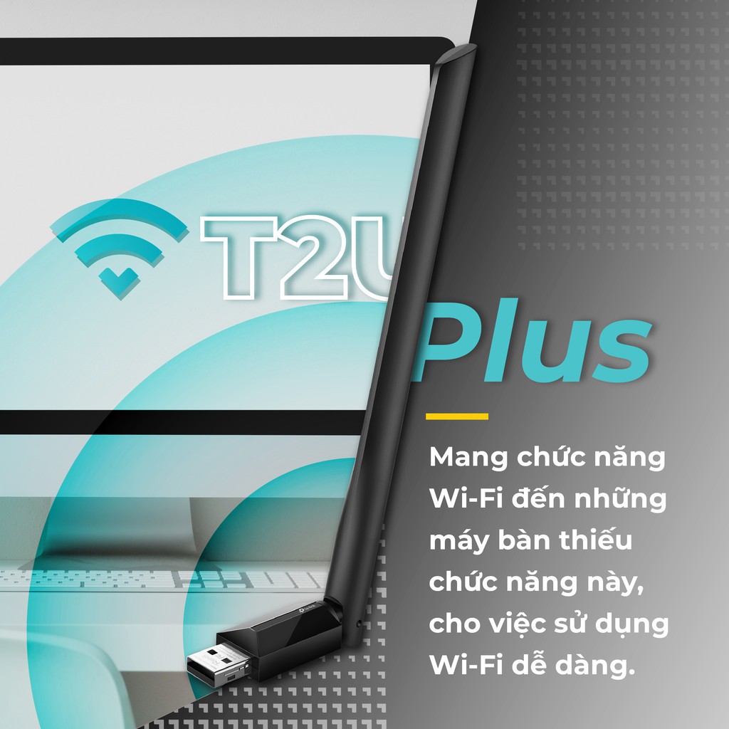 USB nhận WiFi TP-Link Băng tần kép AC600 Archer T2U Plus 1 Angten (200 – 433Mbps) | BigBuy360 - bigbuy360.vn