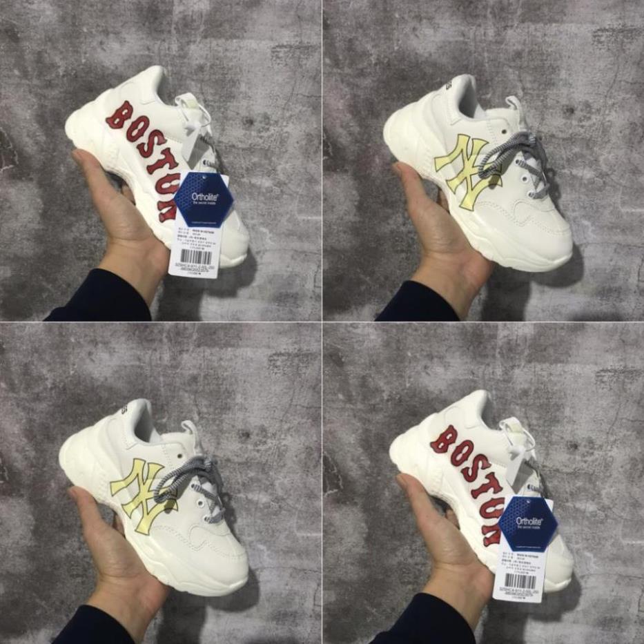 Giày thể thao MLB Ny chữ vàng và Boston đế độn tăng chiều cao Hot trend sneaker nam nữ full box