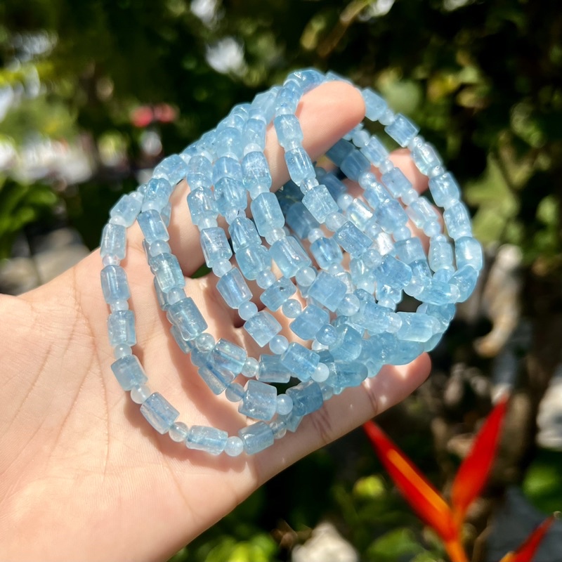 Vòng tay lu thống aquamarine