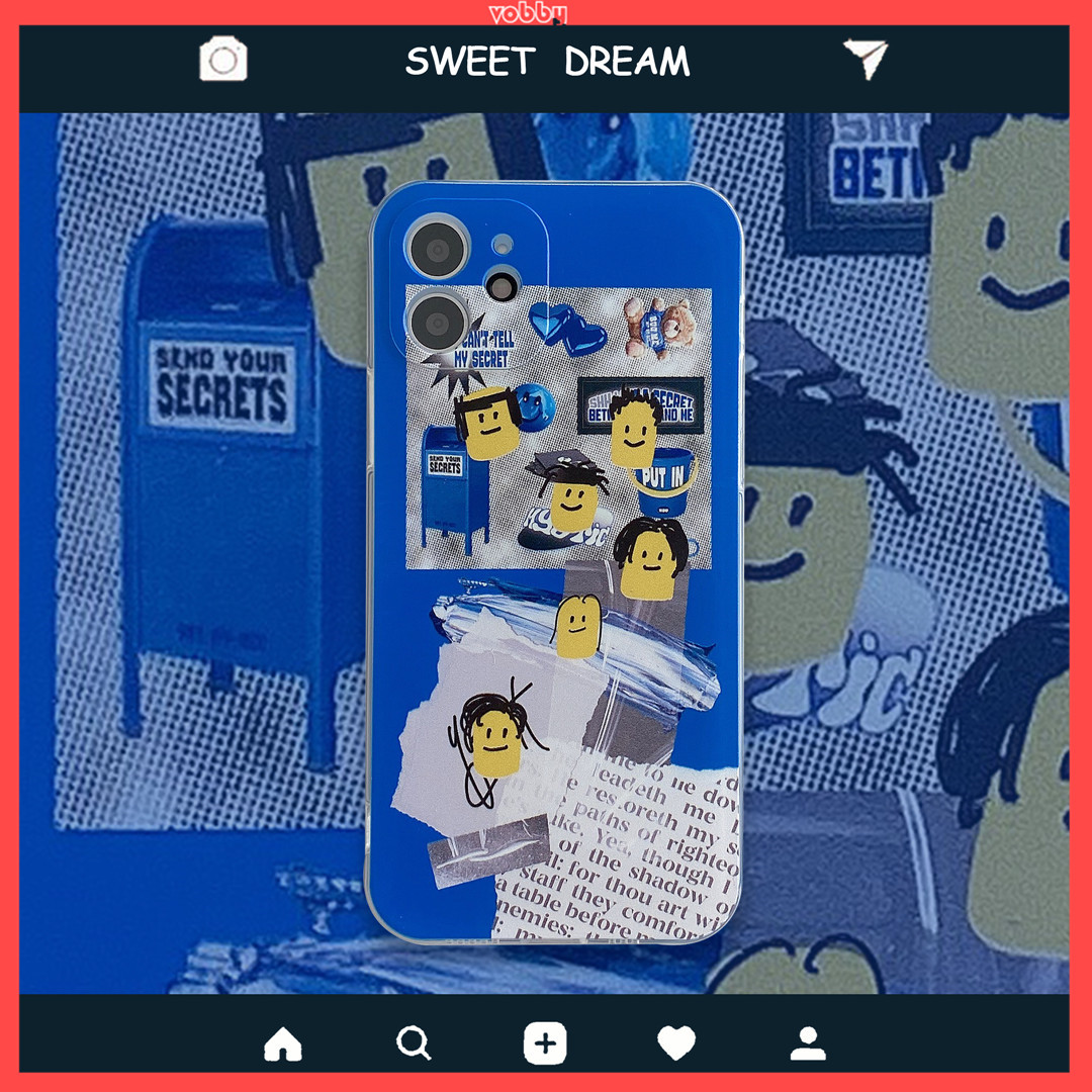 Soft Plastic Phone Cases Cute Couple cartoon Blue graffiti transparent Case suitable for iPhone12 mini 11 PRO MAX 7/8plus SE2020 X/XS XR XSMAX