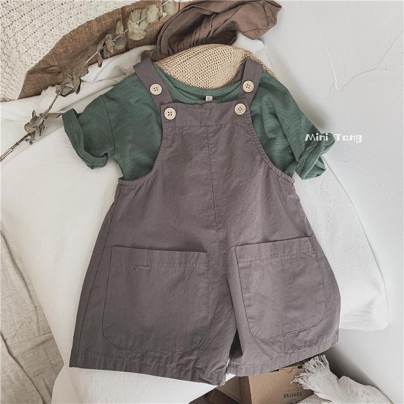 MNGRL Quần Yếm Ống Rộng Từ Cotton Mềm Mát Thoải Mái Mùa Hè Cho Bé Gái