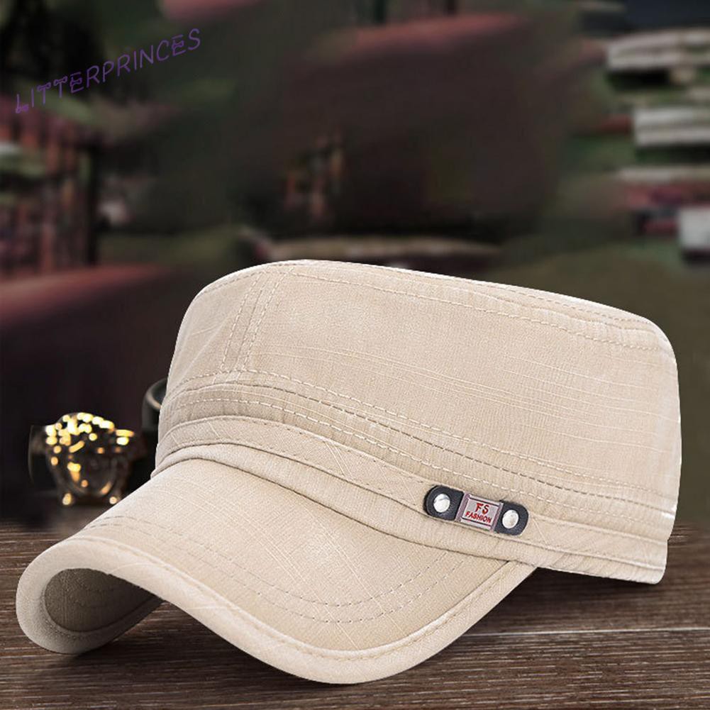 Litterprinces Cotton Caps Men Vintage Flat Top Adjustable Washed Travel Sunscreen Hats