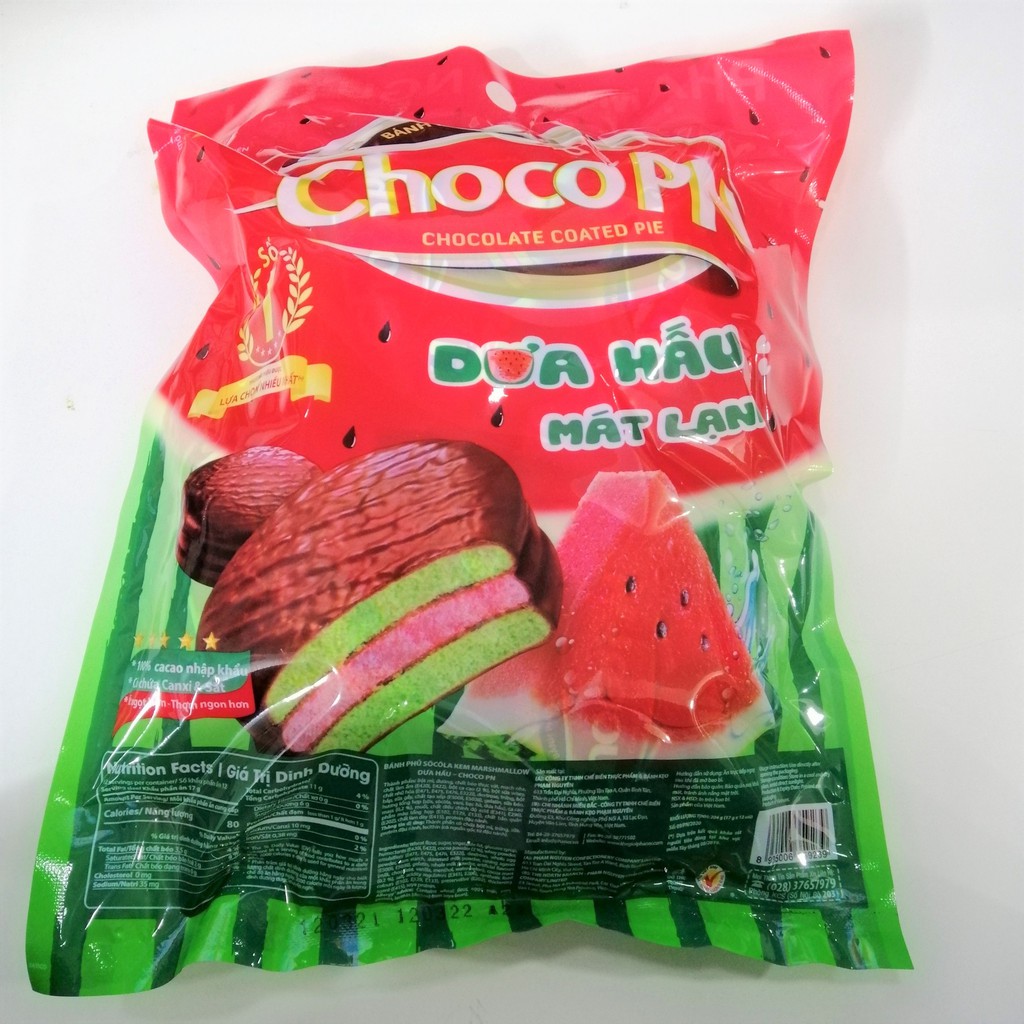 Bánh Phủ Sôcôla Choco Phạm Nguyên Dưa Hấu (Gói 204g)