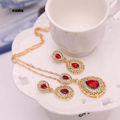 Bộ Dây Chuyền + Bông Tai Hình Oval Đính Đá Sang Trọng