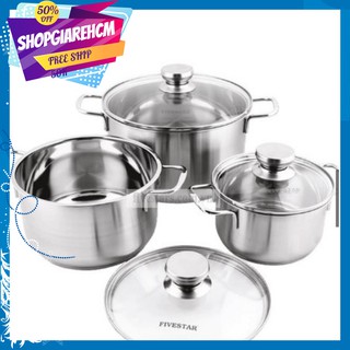 Bộ 3 nồi inox 3 đáy fivestar fs06cg